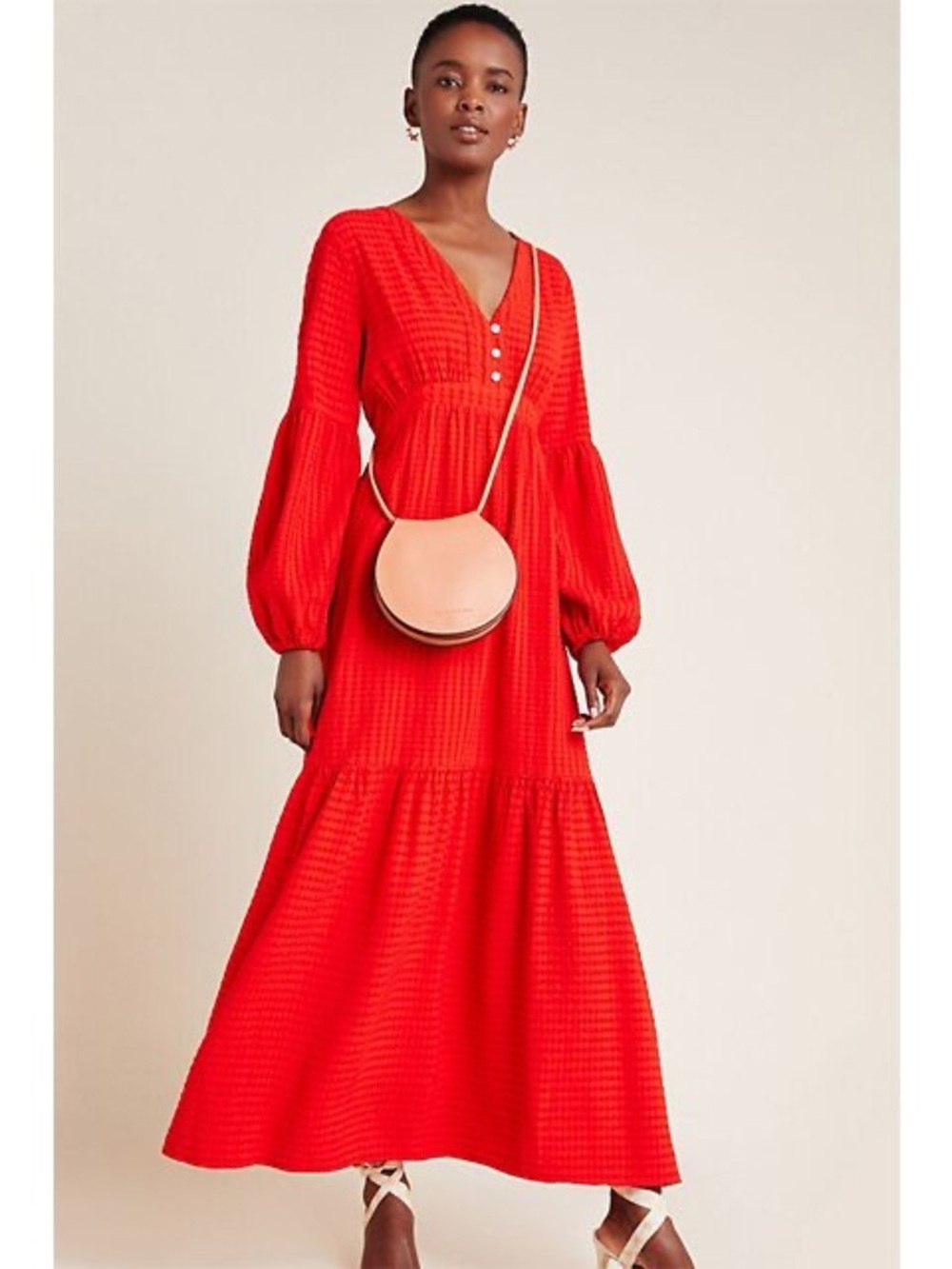 Anthropologie Amadi Red Tiered Maxi Dress - Size M